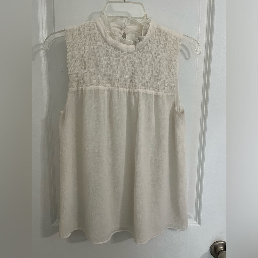 Ann Taylor ivory sleeveless top SP